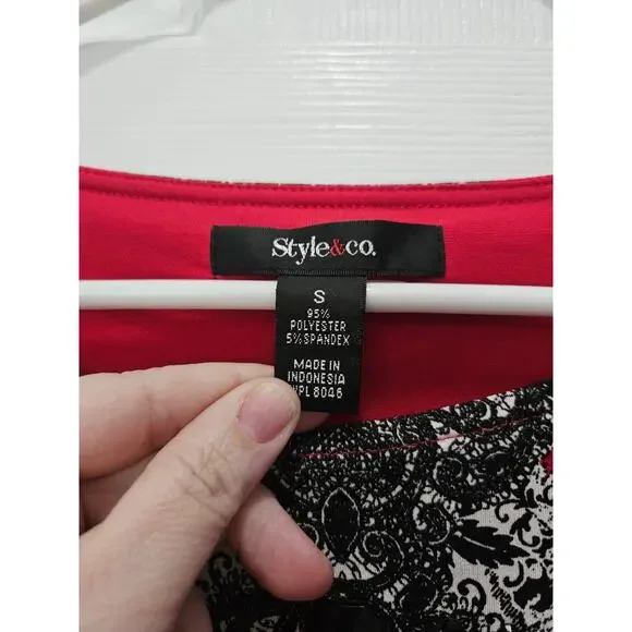 Y2K Style & Co Red Black Lace Sheer Sleeve Tunic Dress Medallion S - Picture 2 of 7